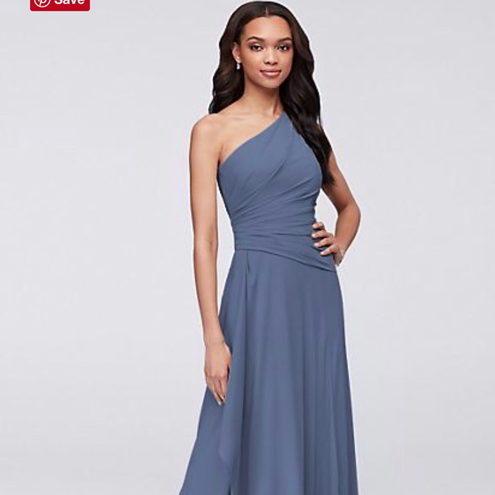 One-Shoulder Georgette Cascade Bridesmaid Dress